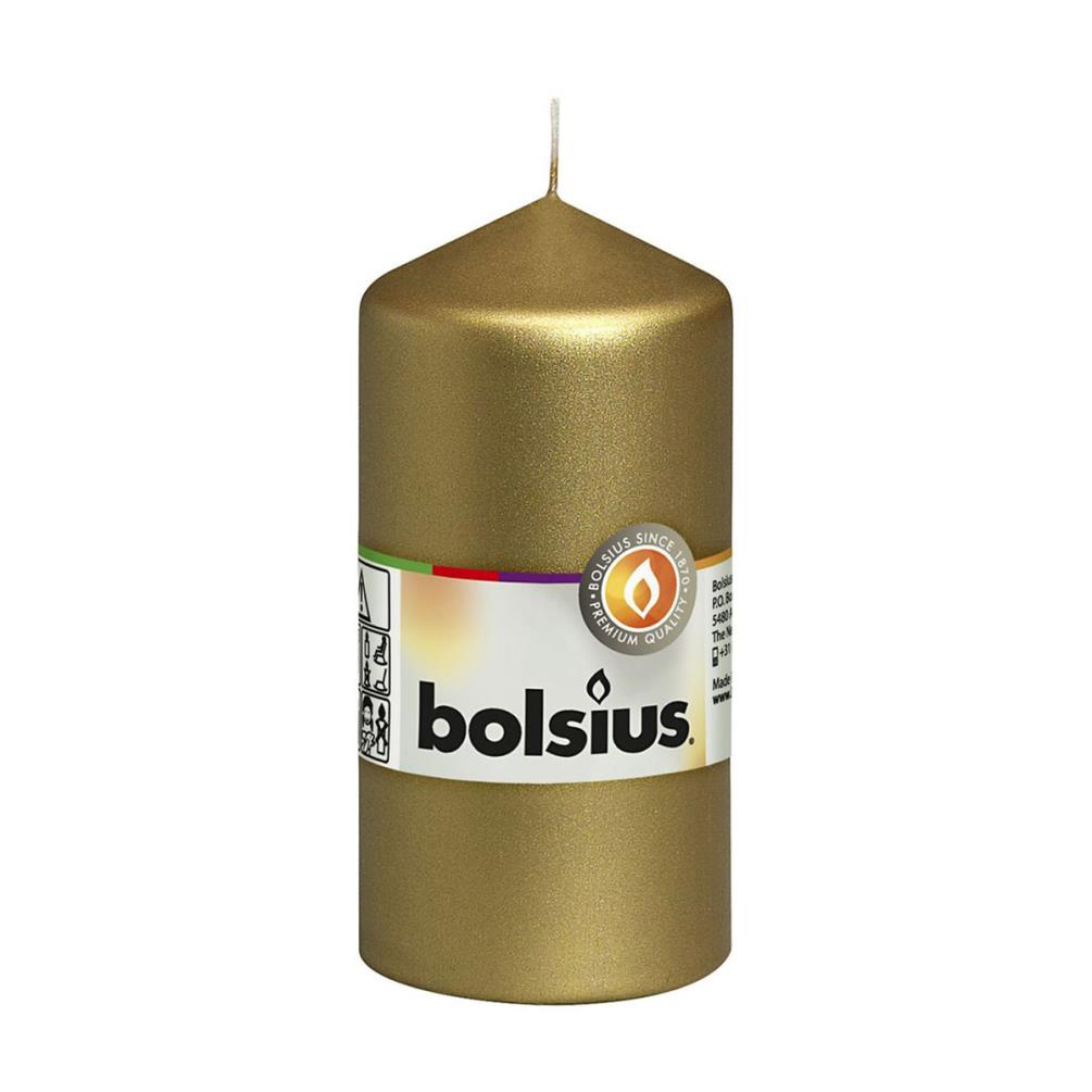 Bolsius Gold Pillar Candle 12cm x 6cm £5.39